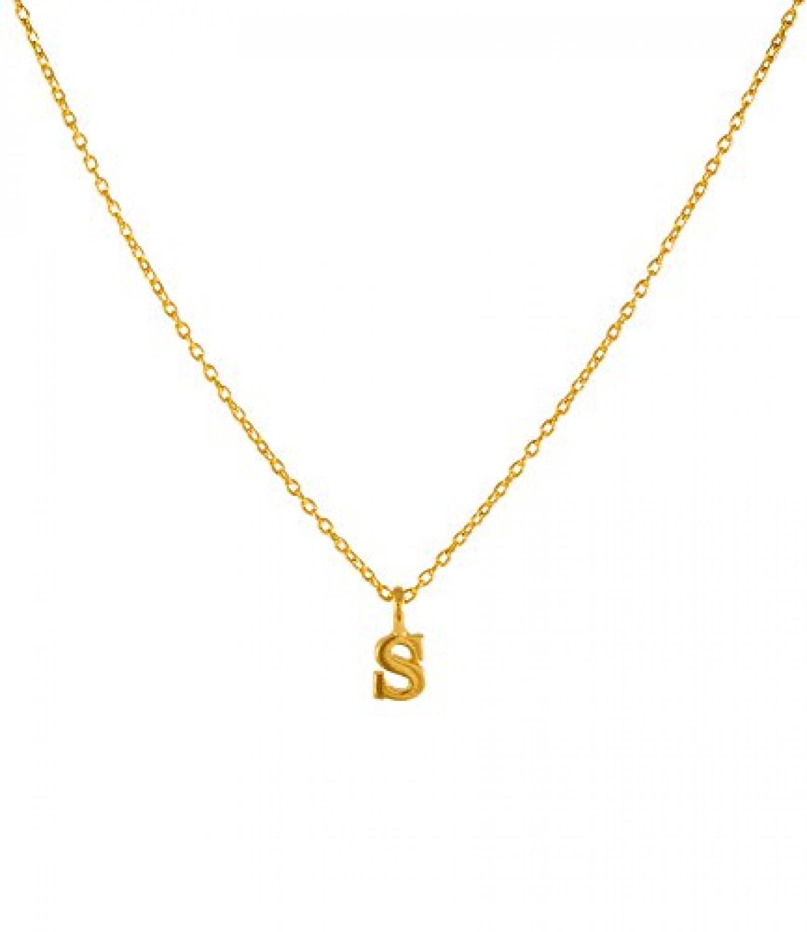 SIX feine gold beschichtete Kette aus 925er Silber mit "S"-Anhänger (22-938) 